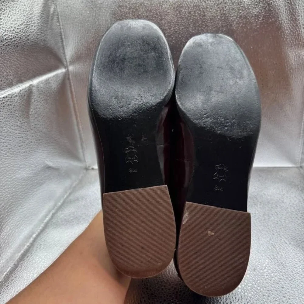 Size 8M - Tory Burch Womens Black Patent Leather Slip On Classic Ballet‎ Loafers